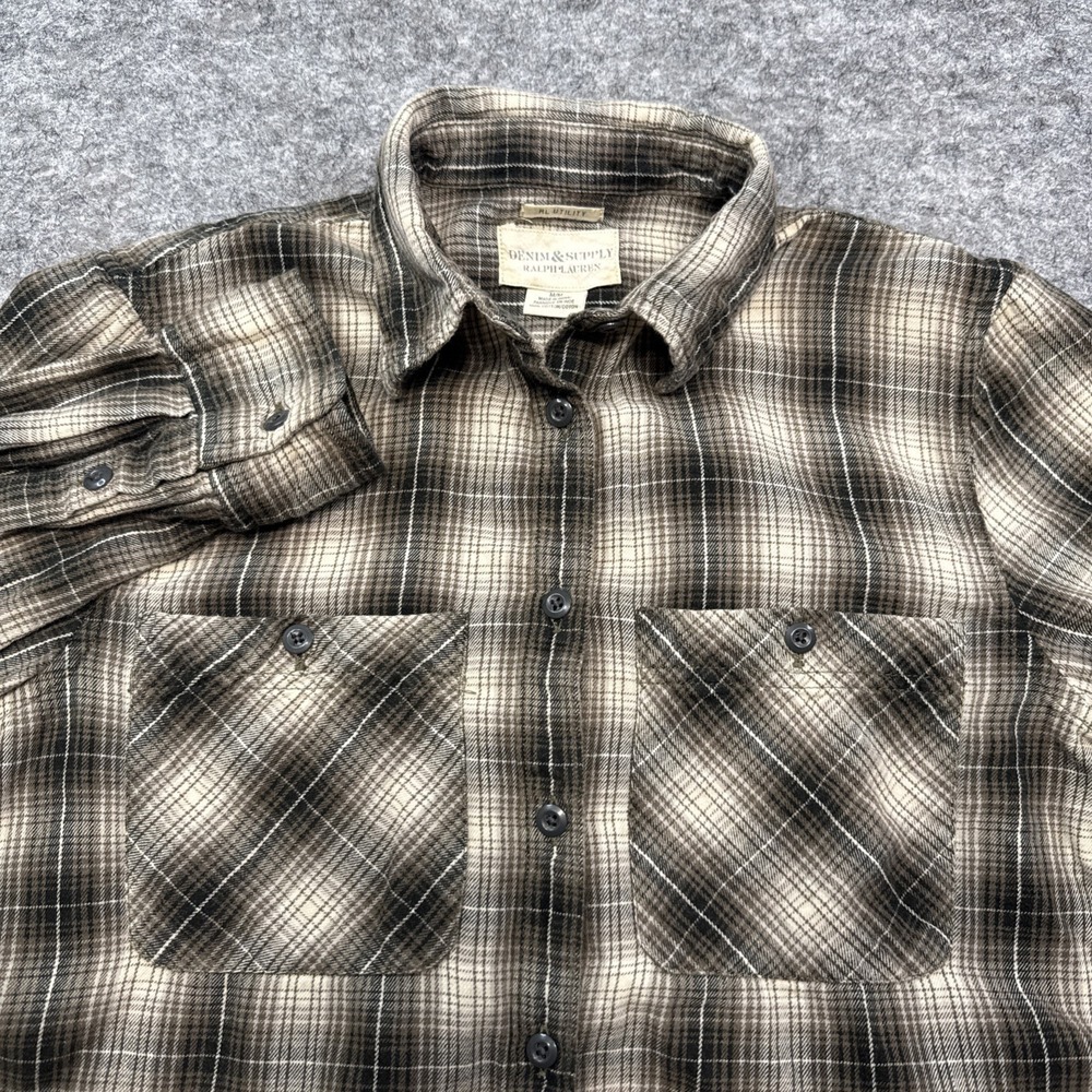 Denim & Supply Ralph Lauren Utility flannel shirt women's medium plaid neutral‎